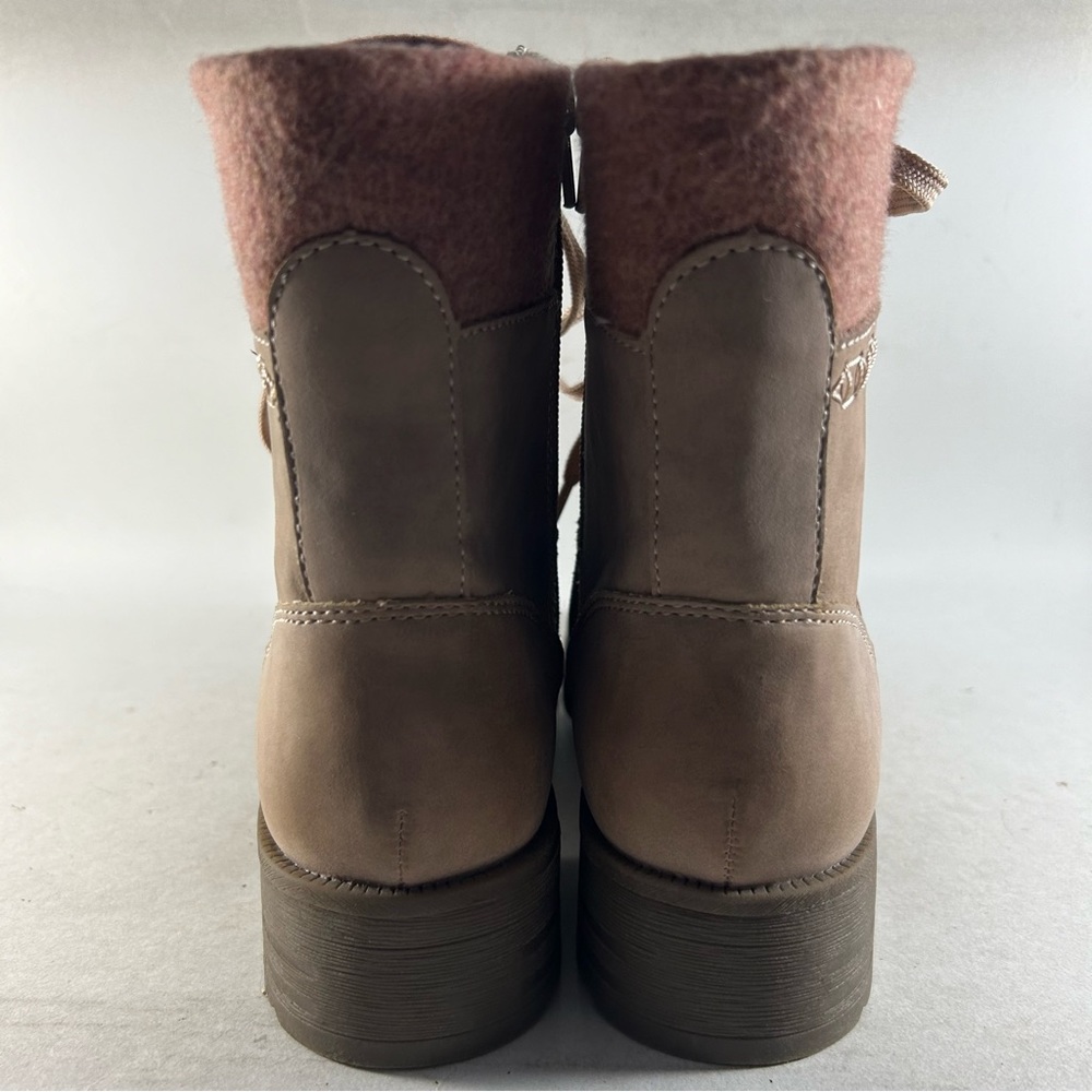 Earth Origins Taupe Lace-Up Ankle Boots with Brown Felt Collar - Picture 2 of 7